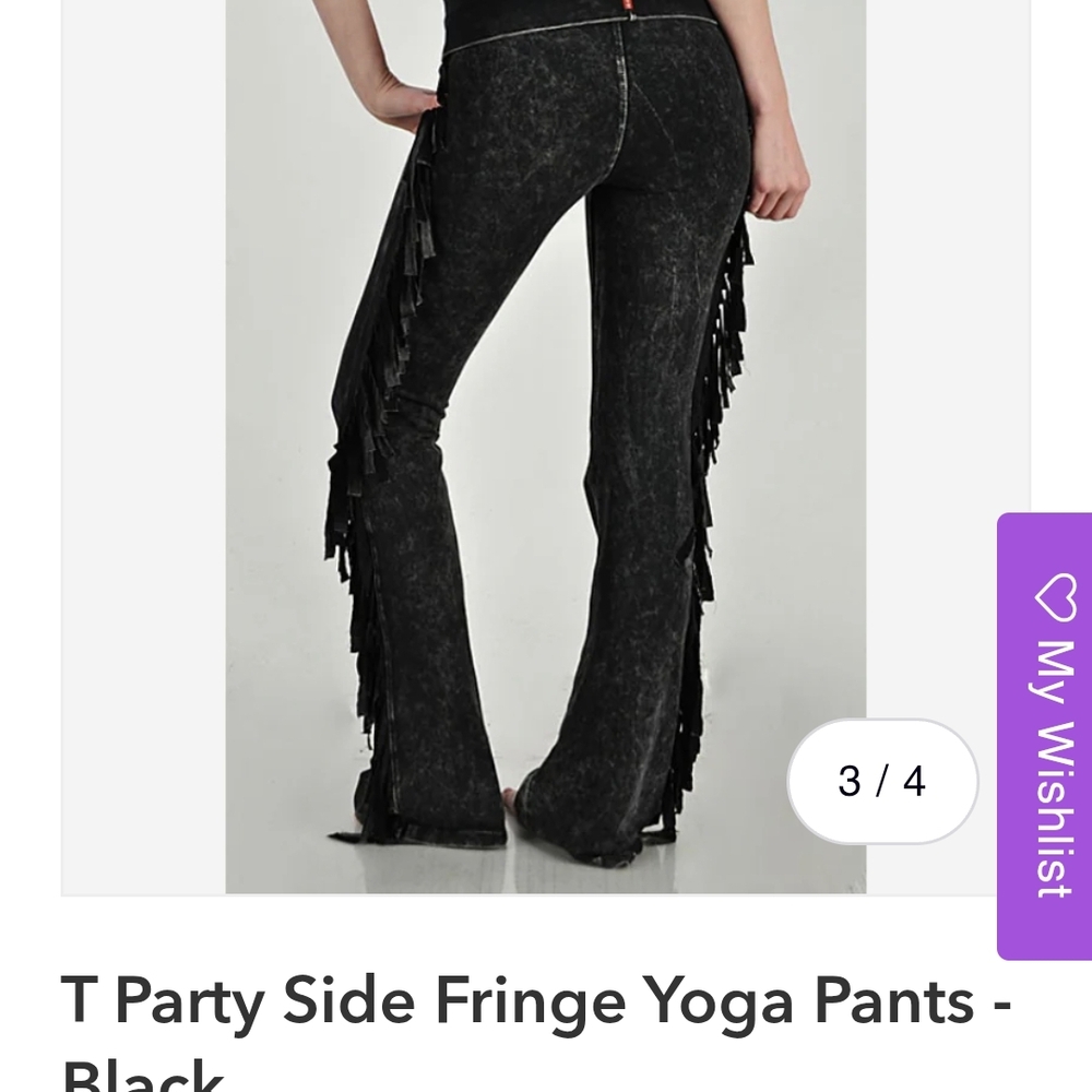 Black Fringe Yoga Pants With Matching Vest.Very comfortable. Great bike look.